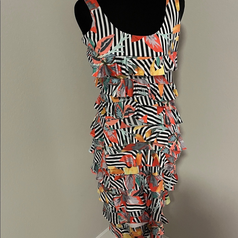 Tango Mango Women's Striped Midi Dress - Black and White